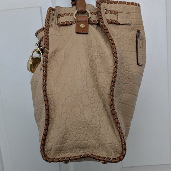 MICHAEL KORS Beige Croco Large Hamilton Whip-Stitch Chain Shoulder Bag  Satchel - Picture 5 of 15